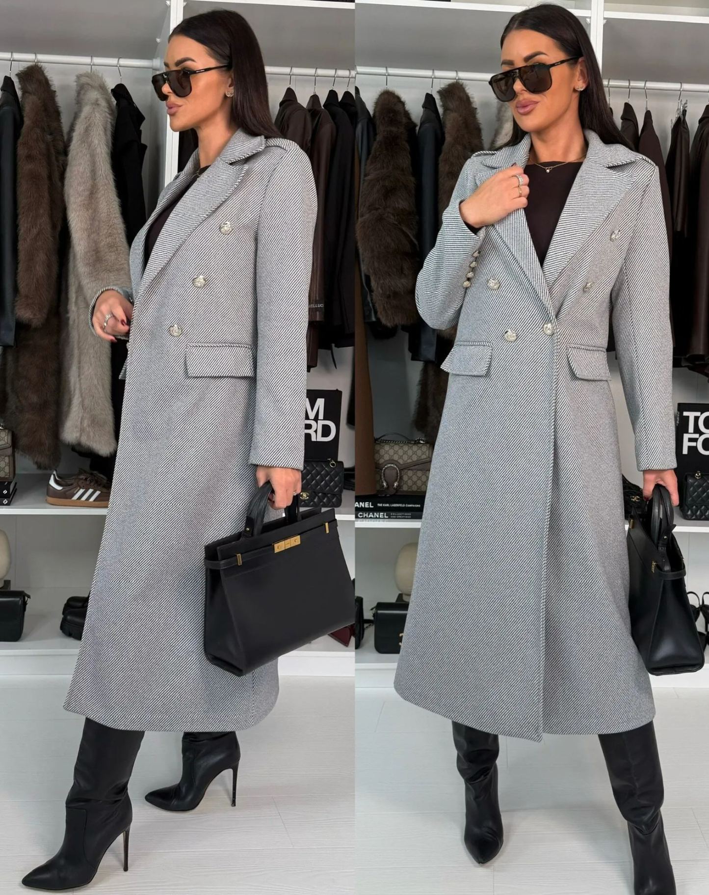 Anselme double-breasted herringbone coat