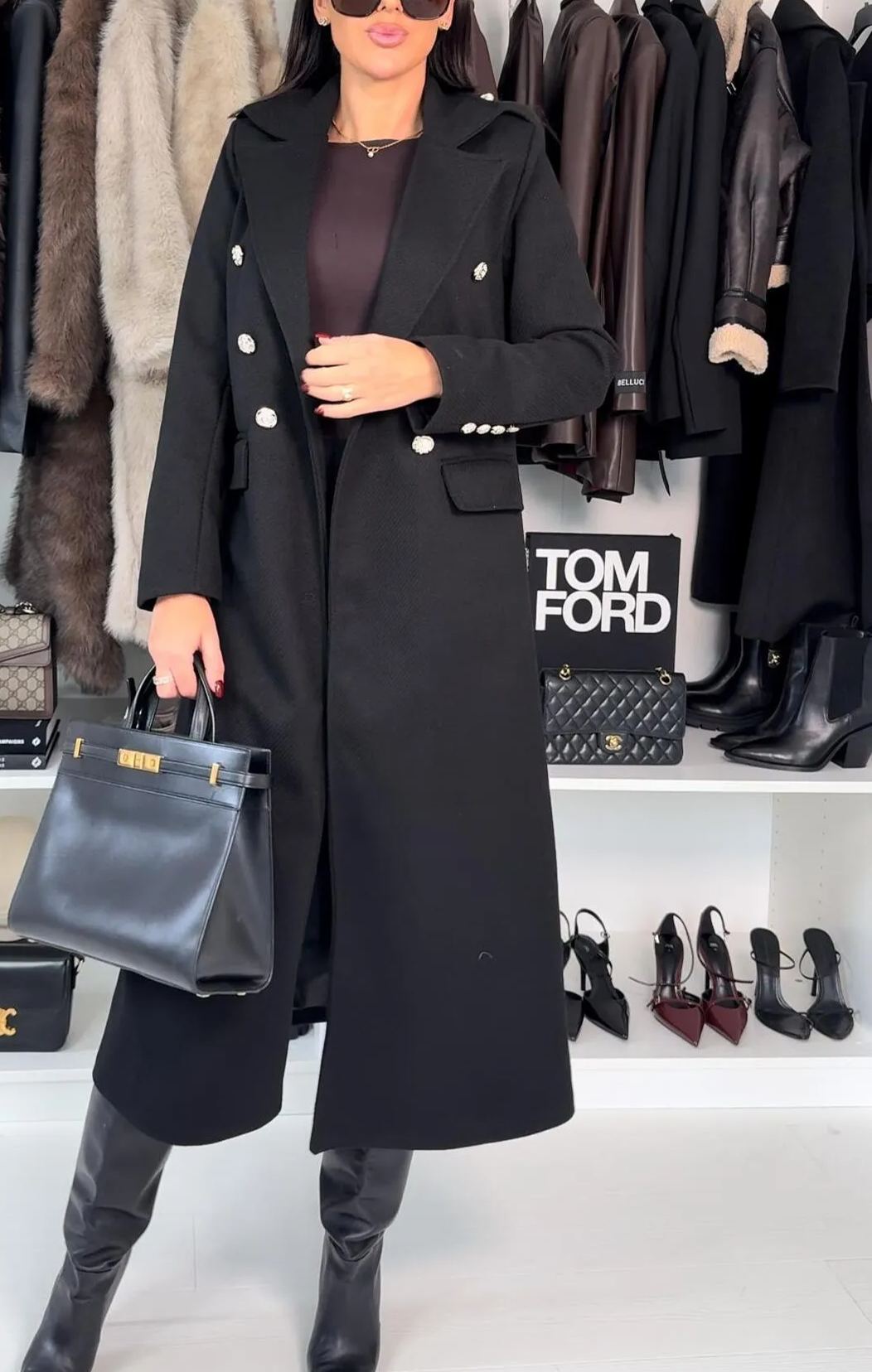 Anselme double-breasted herringbone coat