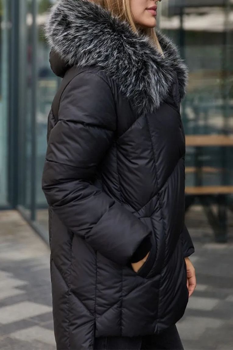 Women's Casual Hooded Fur Collar Cotton Coat