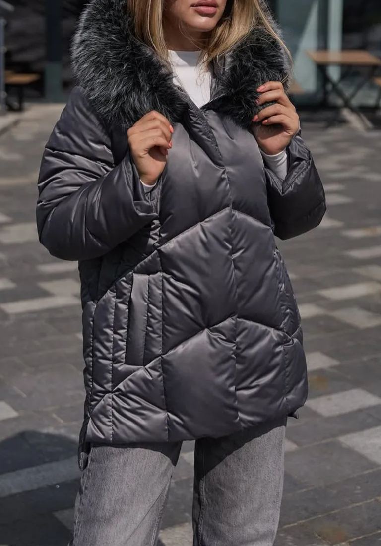 Women's Casual Hooded Fur Collar Cotton Coat