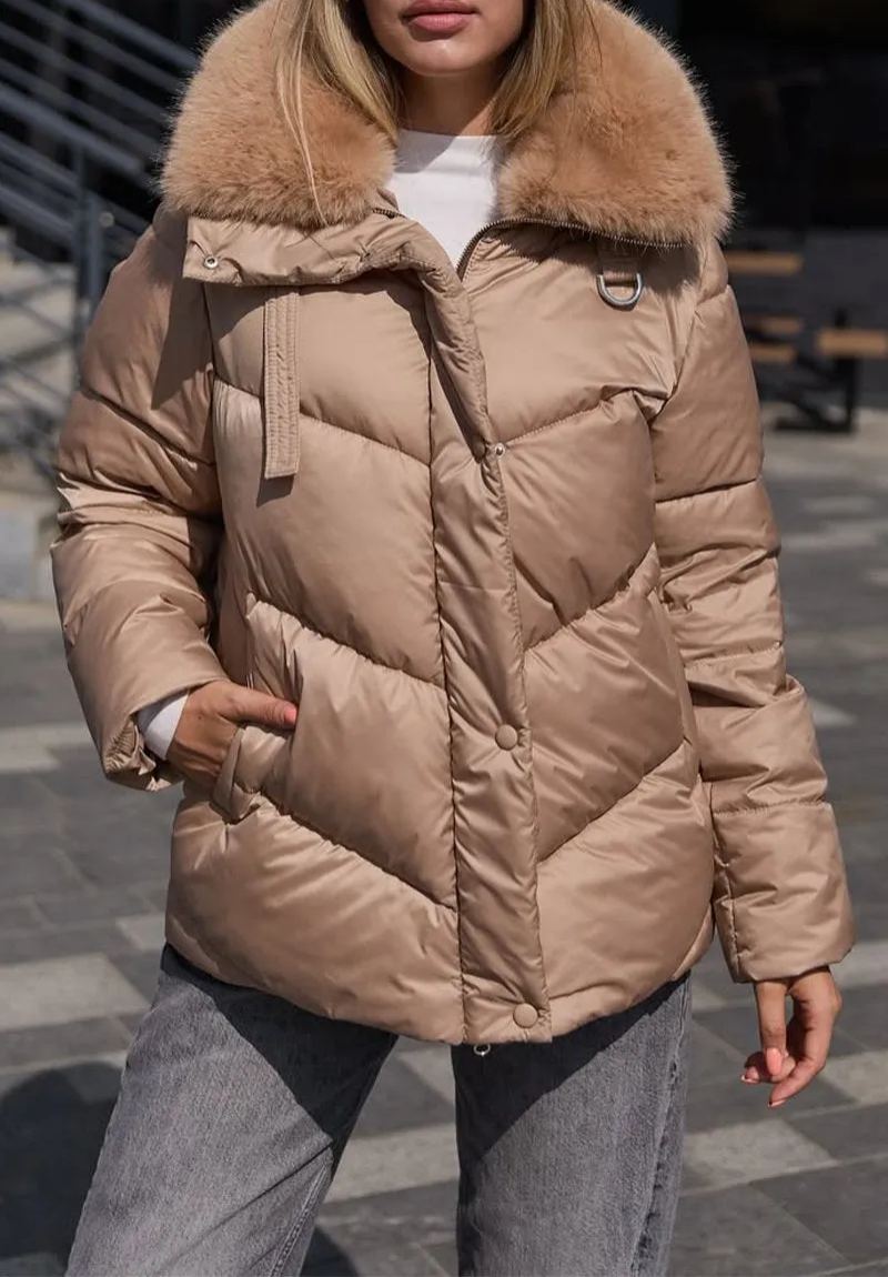 Solid Color Lapel Down Jacket