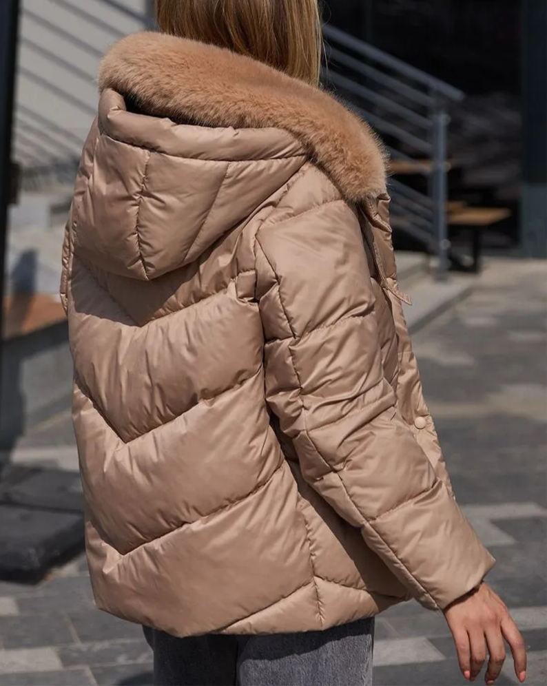Solid Color Lapel Down Jacket