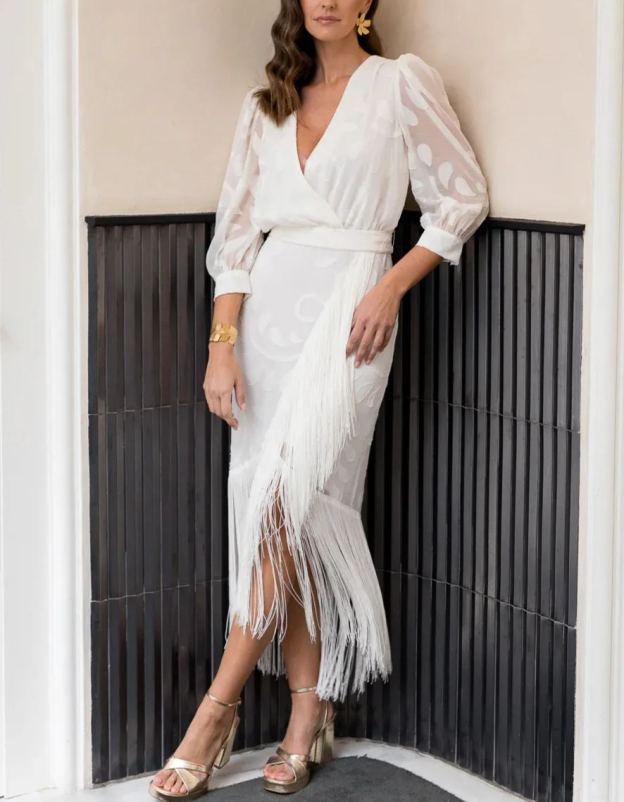 Printed fringe dress