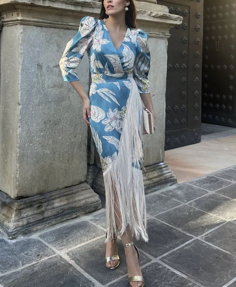 Printed fringe dress