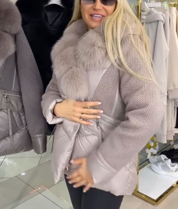 Exquisite light gray down jacket