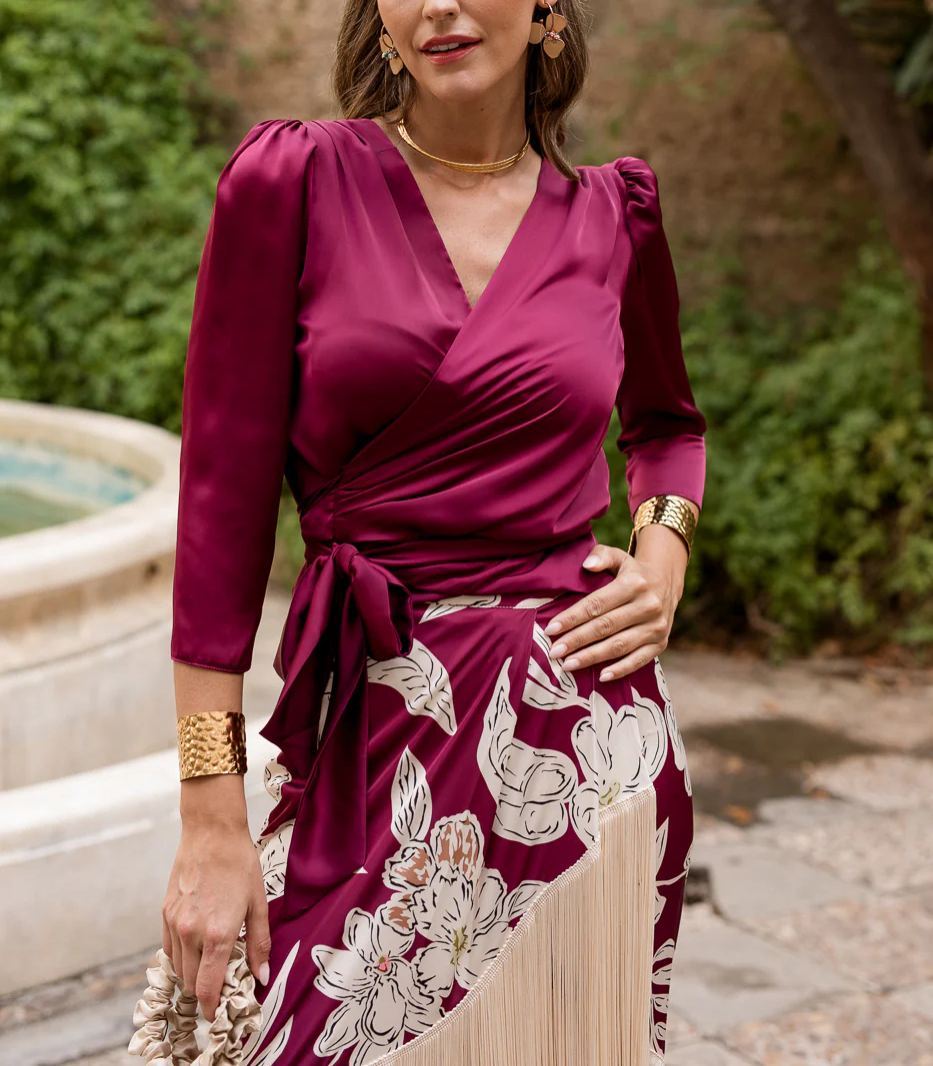 Blouse + fringed skirt set