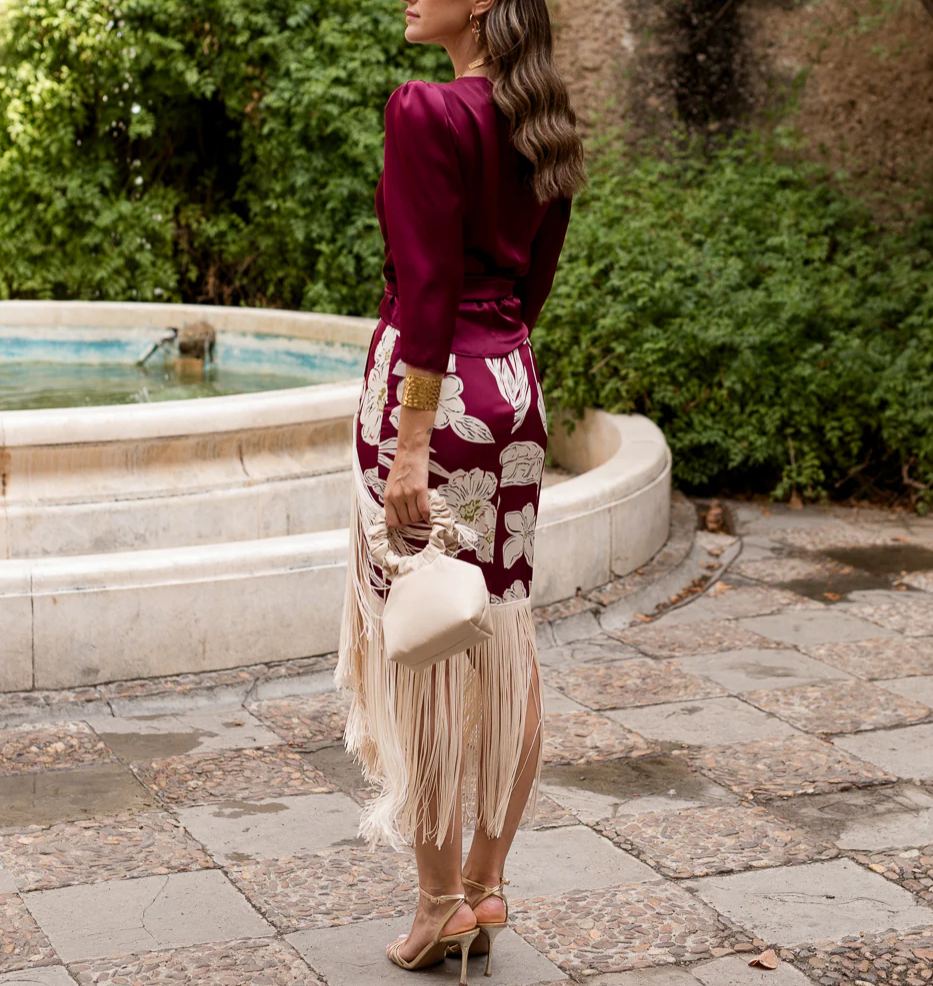 Blouse + fringed skirt set