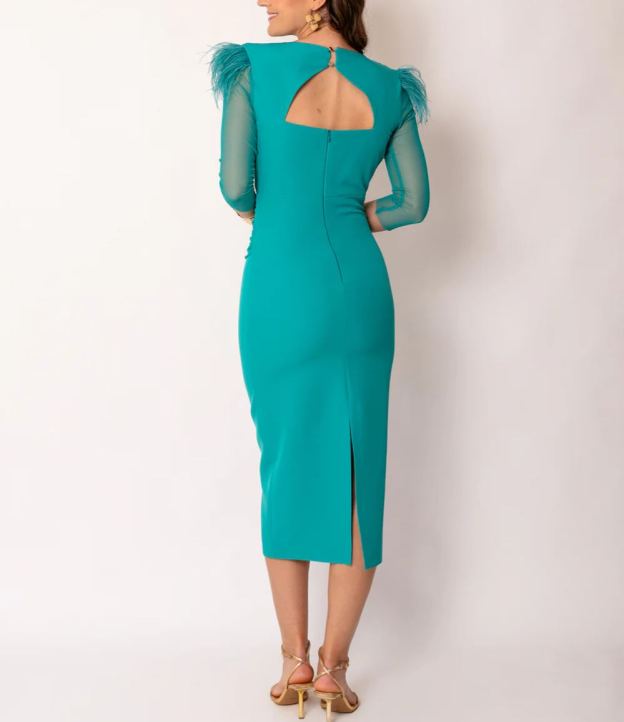 Turquoise draped midi dress