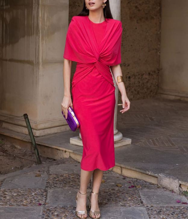 Coral knot midi dress