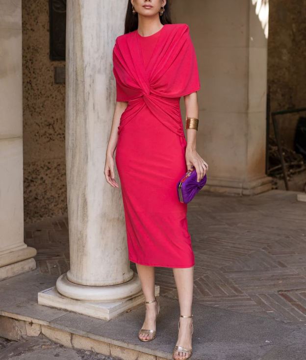 Coral knot midi dress