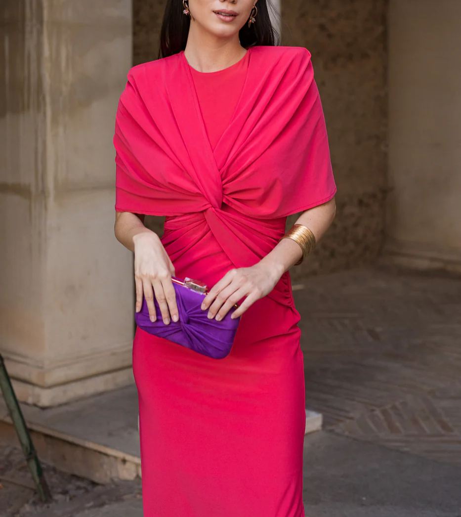 Coral knot midi dress