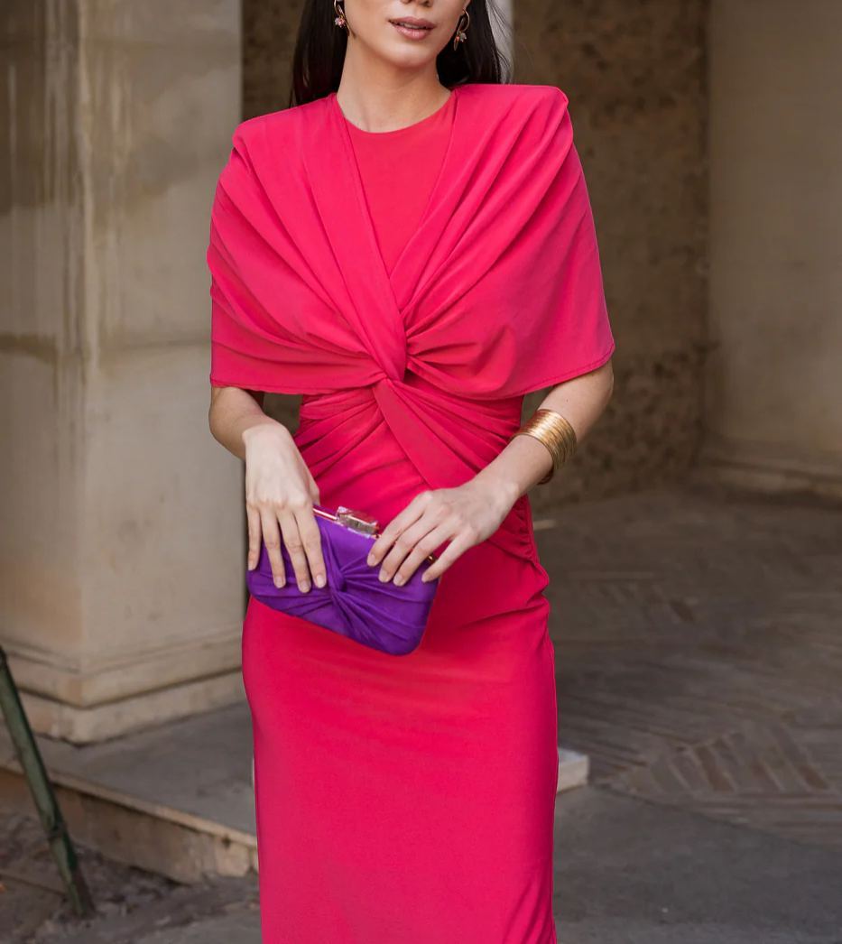 Coral knot midi dress