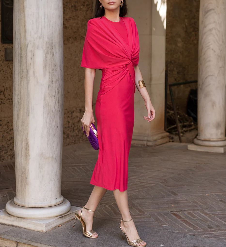Coral knot midi dress