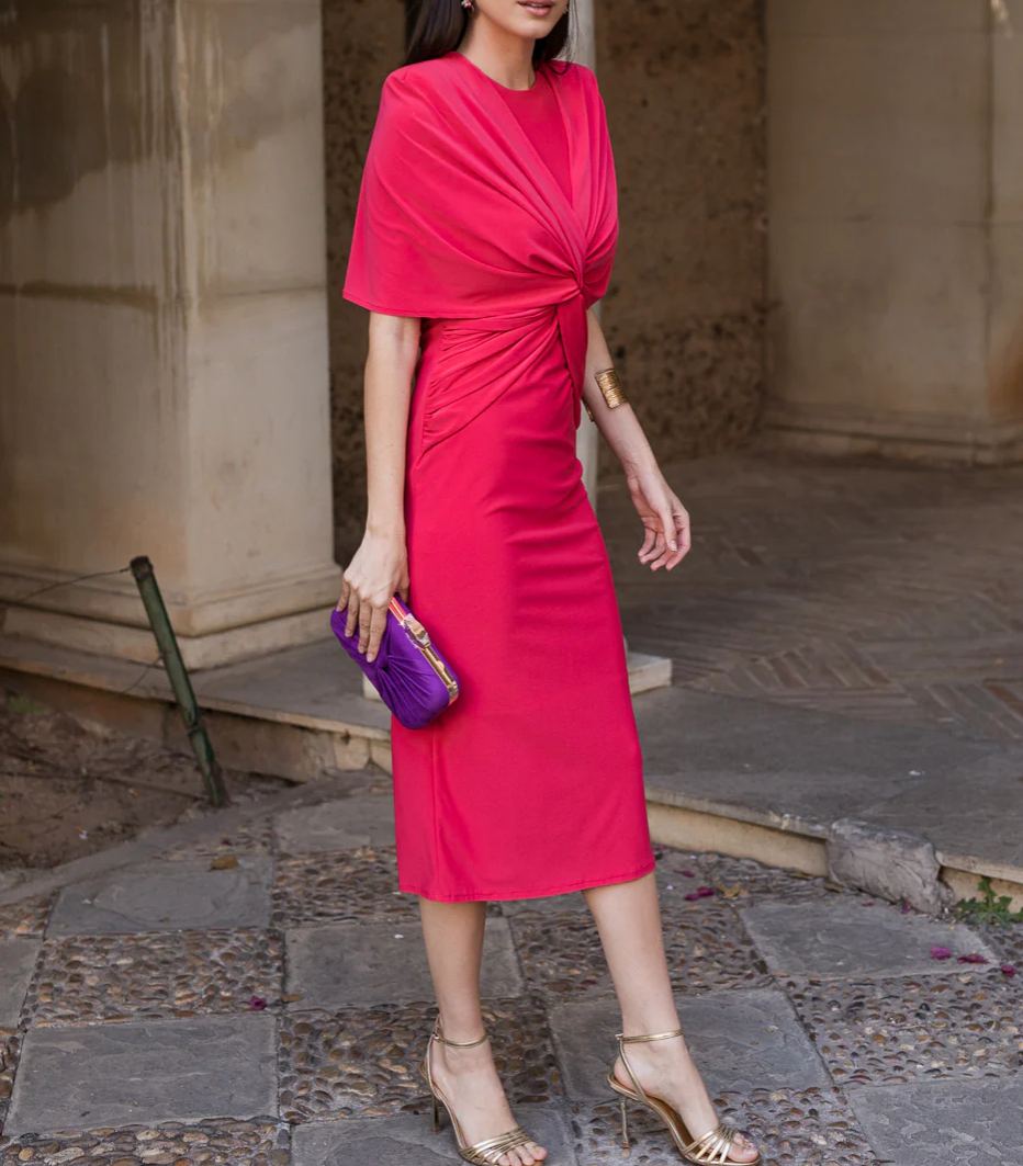Coral knot midi dress