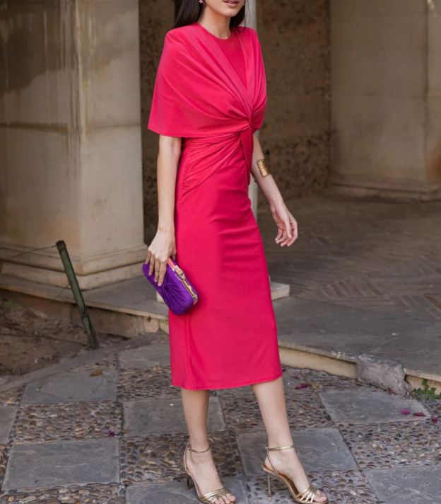 Coral knot midi dress