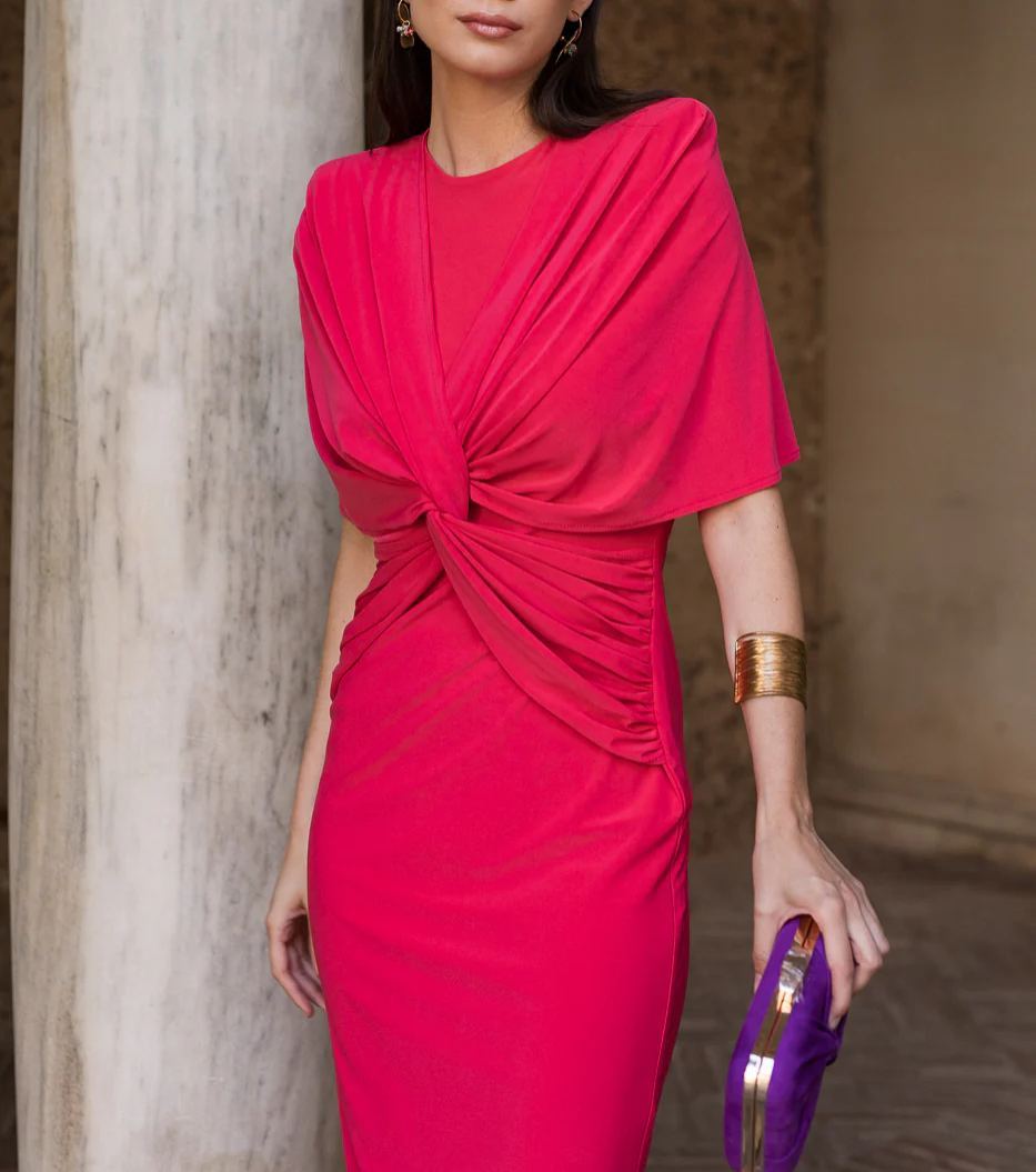 Coral knot midi dress
