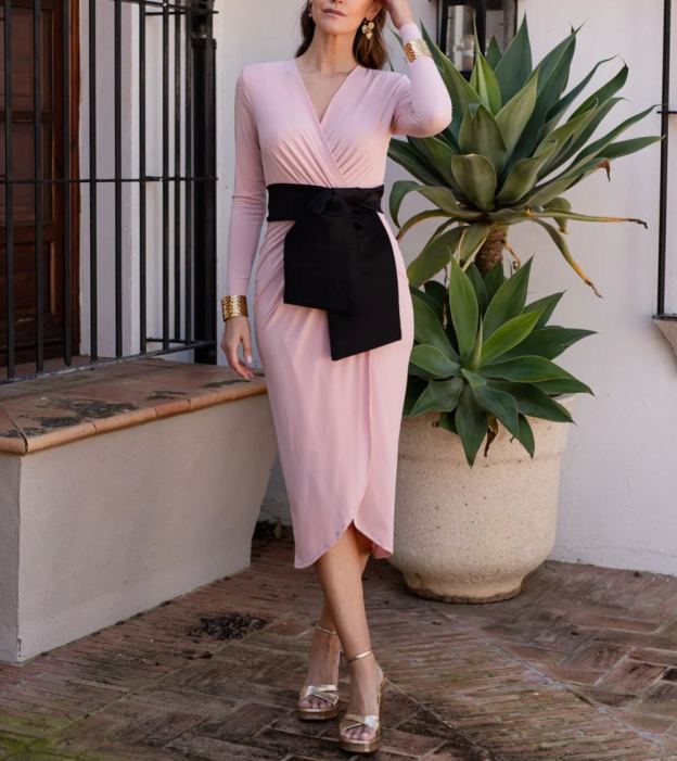 Side gathered dress with bow