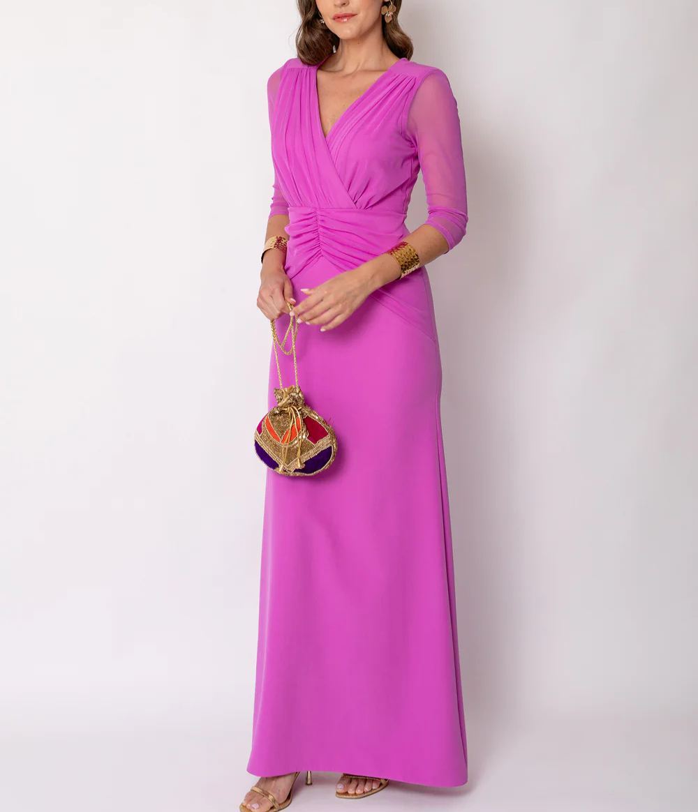 Wide draped orchid dress