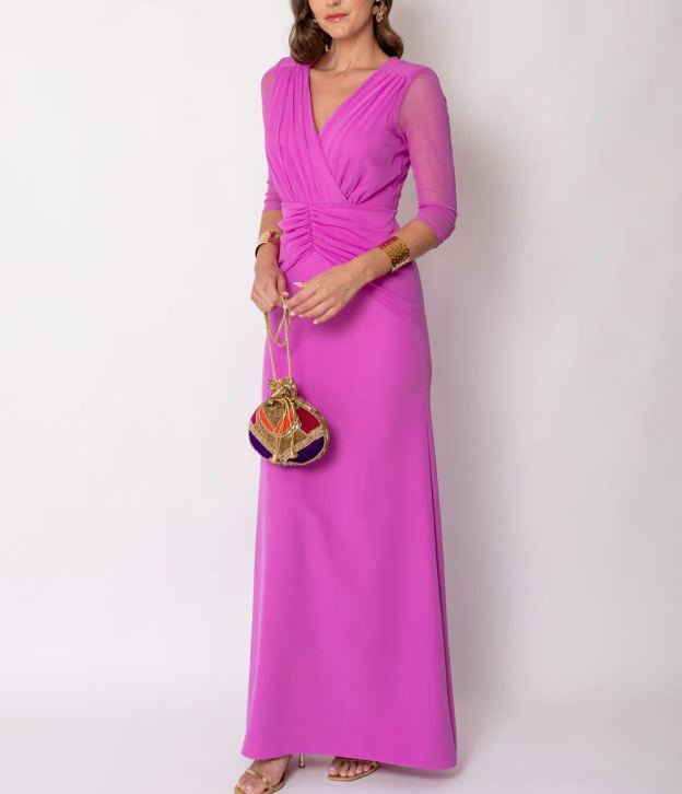 Wide draped orchid dress