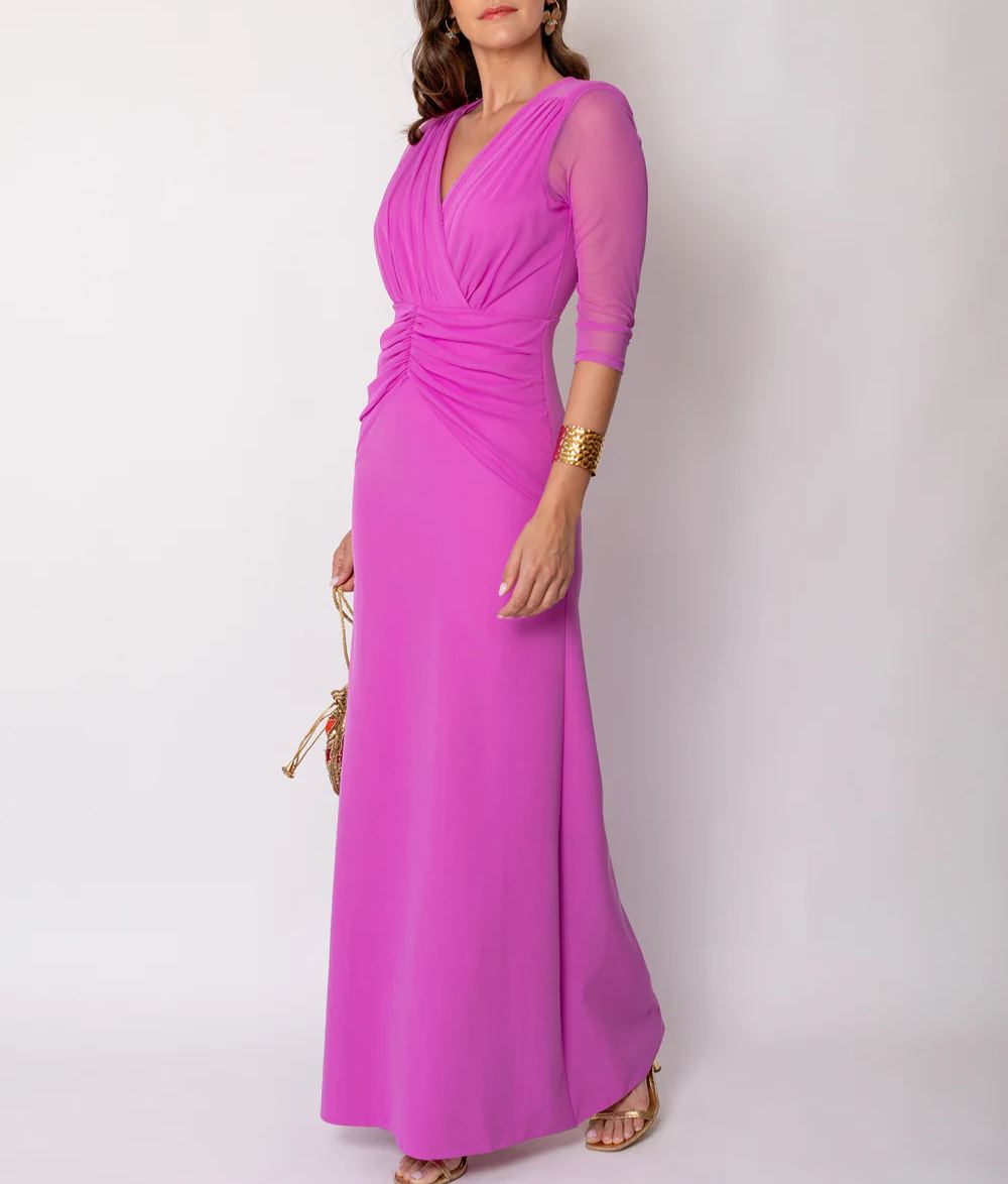 Wide draped orchid dress
