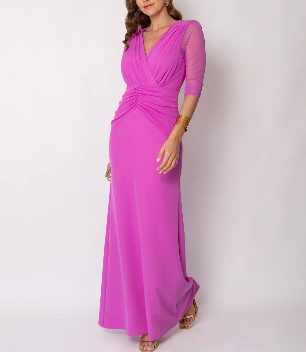 Wide draped orchid dress
