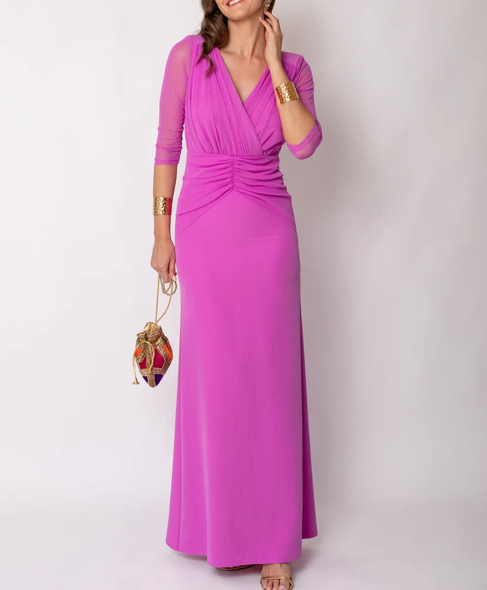 Wide draped orchid dress