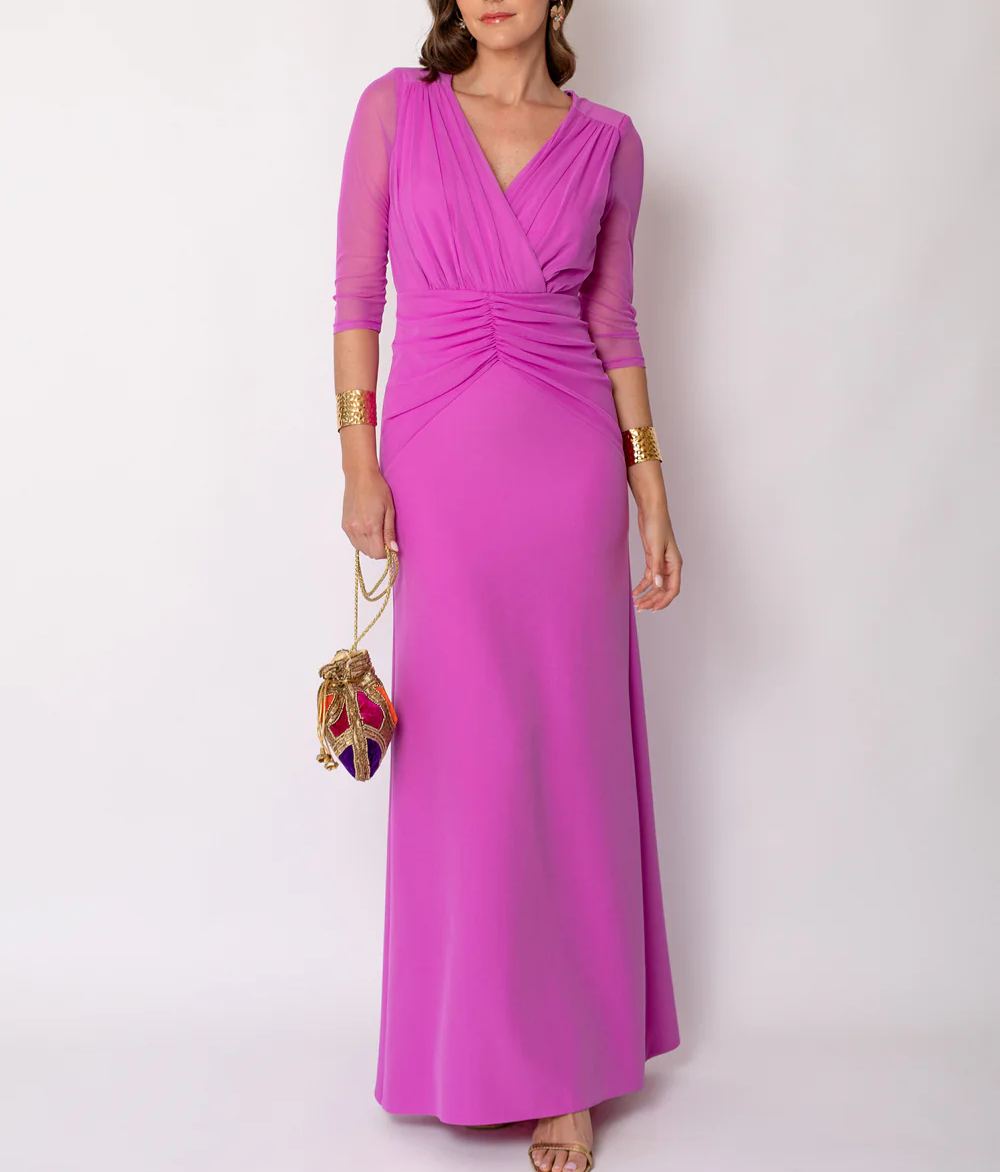 Wide draped orchid dress