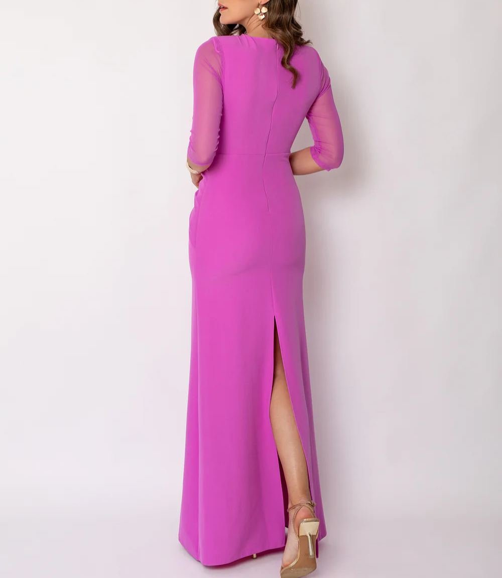 Wide draped orchid dress