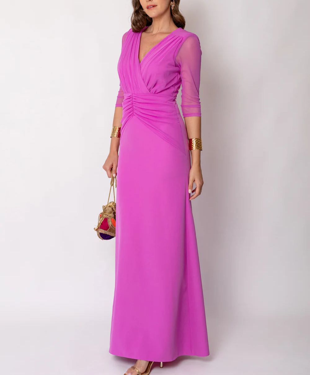 Wide draped orchid dress