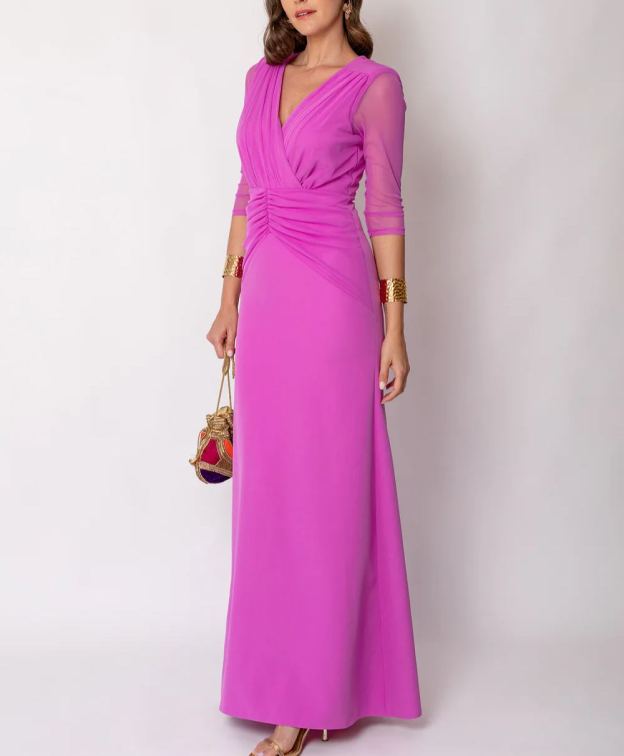 Wide draped orchid dress