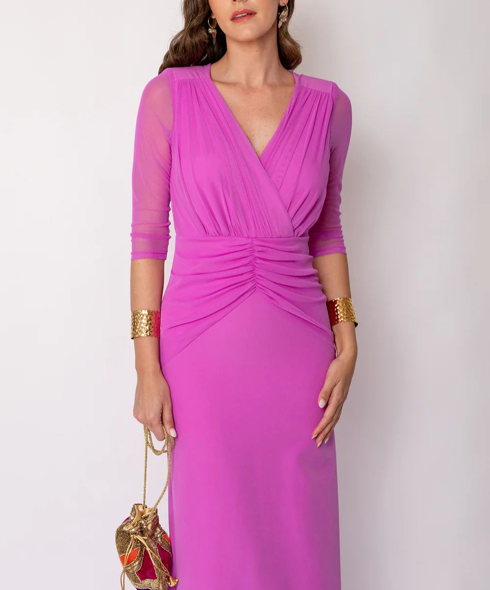 Wide draped orchid dress