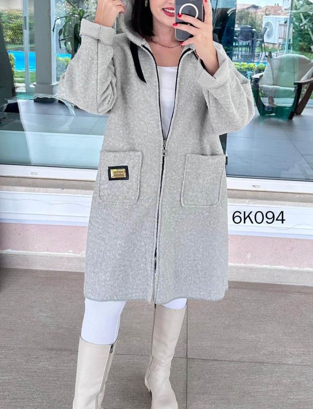 Grey Boucle Cardigan Jacket