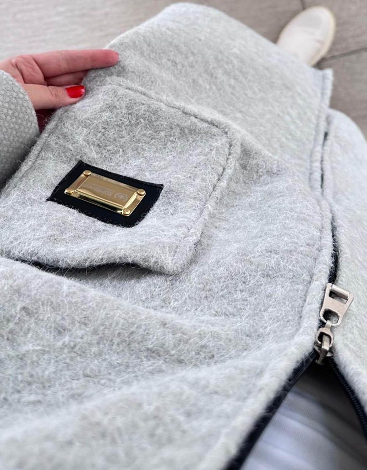 Grey Boucle Cardigan Jacket