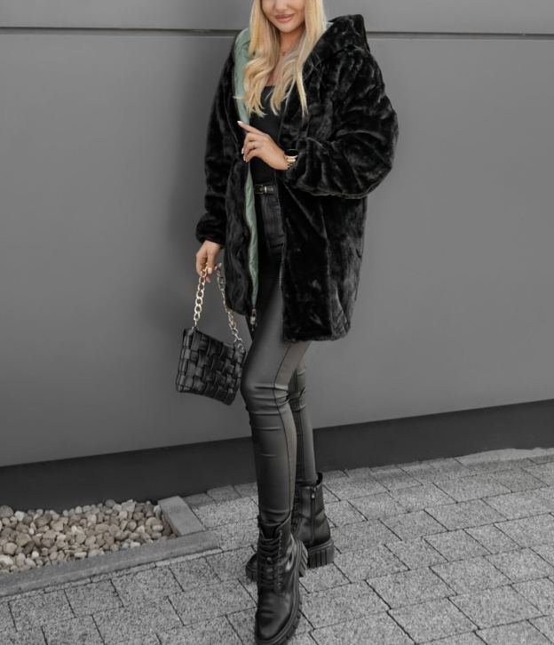 Clarena Reversible Jacket Olive and Black