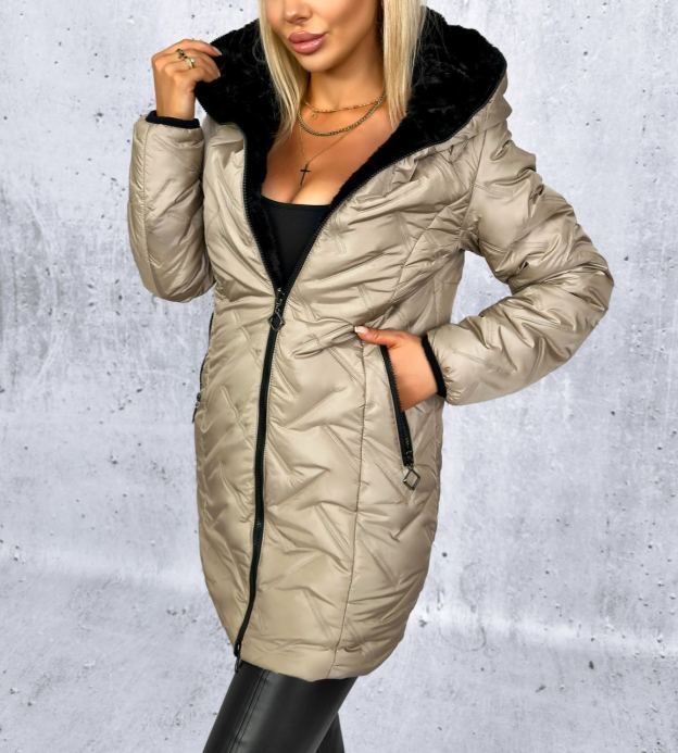 Clarena Reversible Jacket Cappuccino-Black