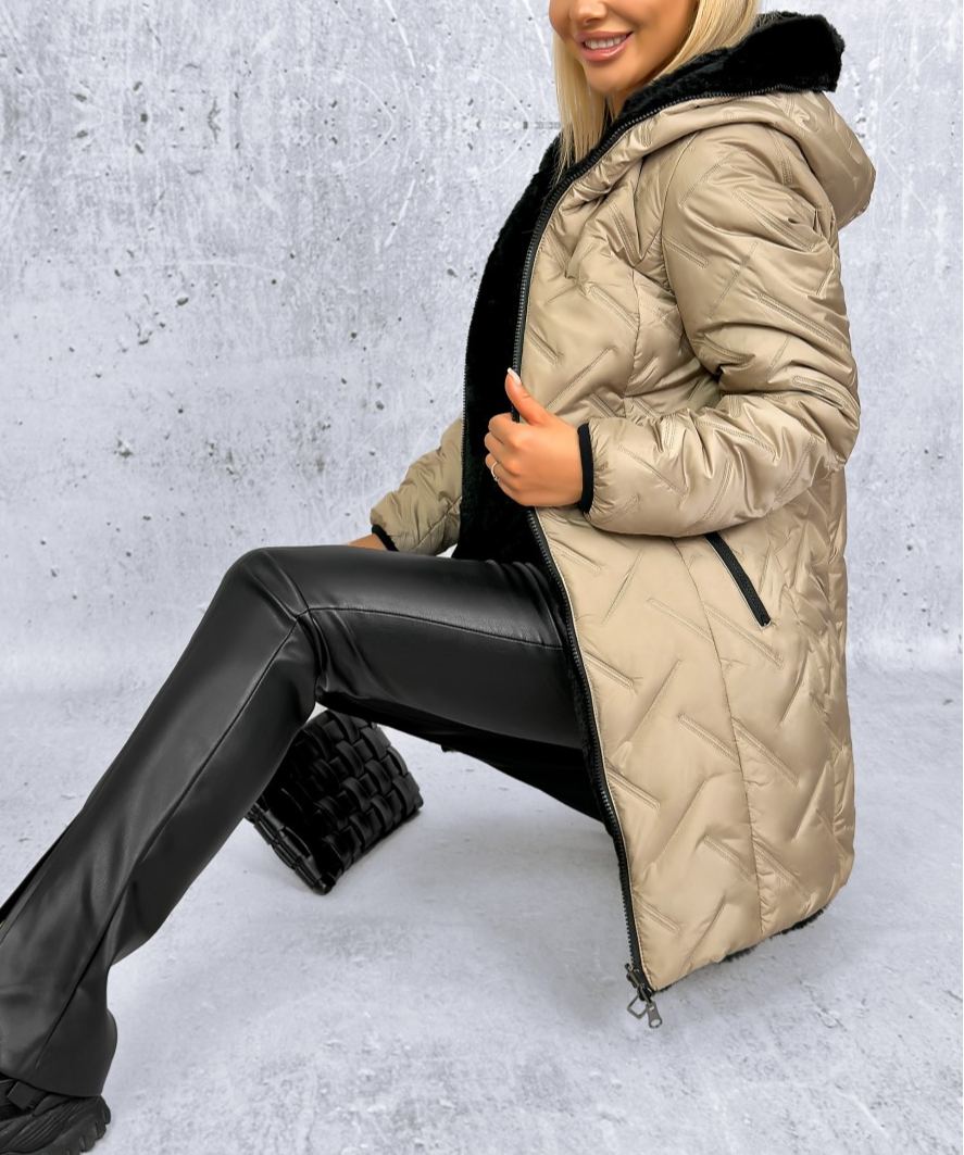 Clarena Reversible Jacket Cappuccino-Black