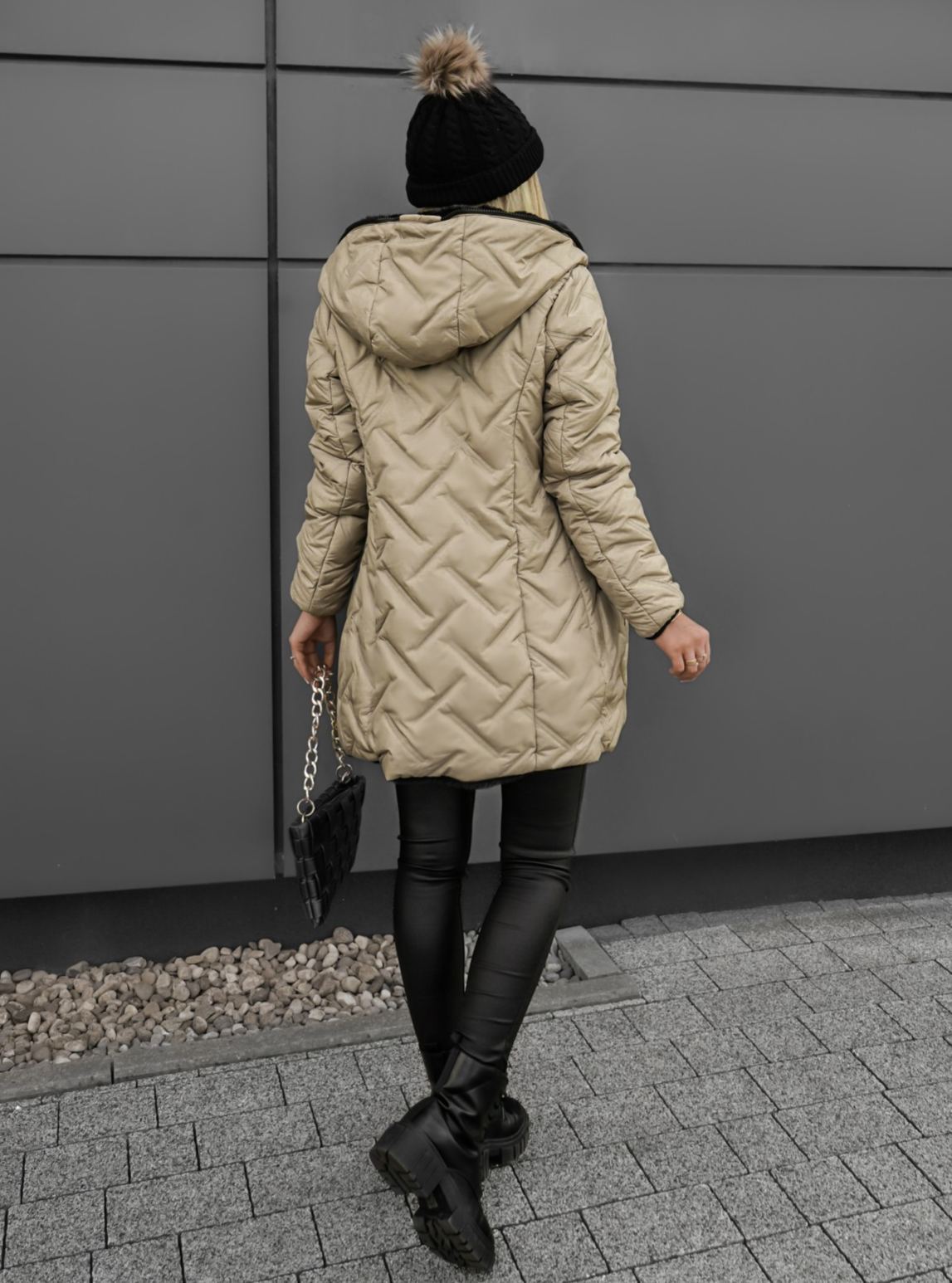 Clarena Reversible Jacket Cappuccino-Black