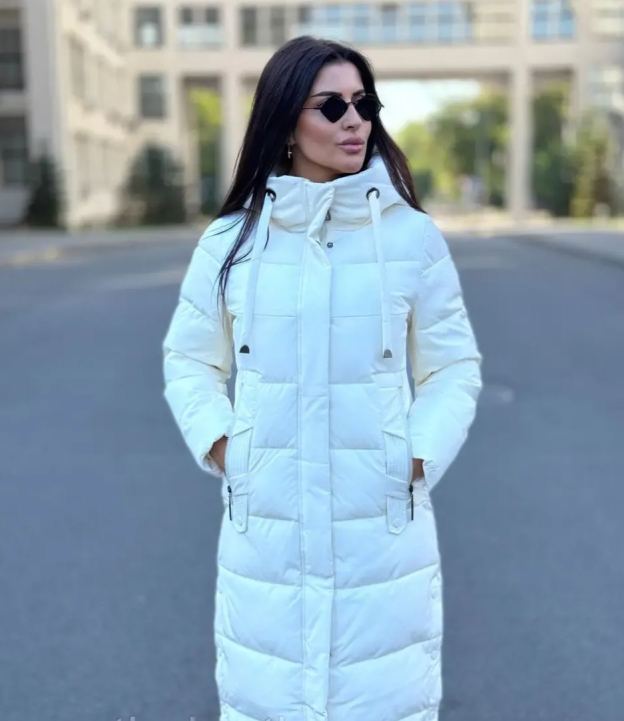 Elegant White Down Coat: Windproof, Hooded, and Long - Length