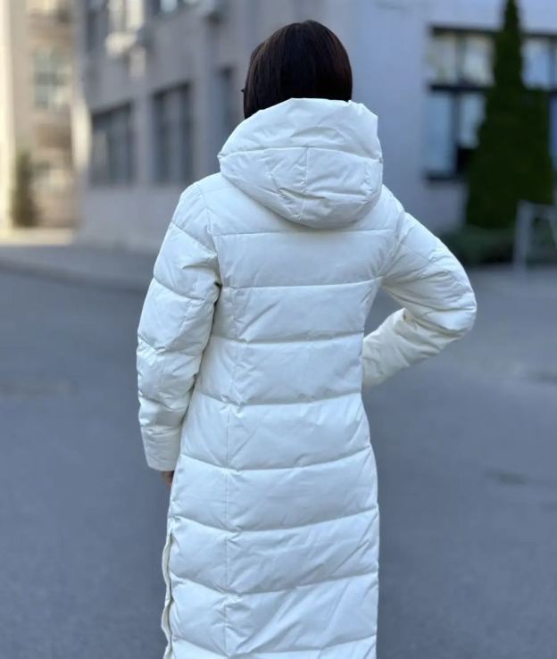 Elegant White Down Coat: Windproof, Hooded, and Long - Length