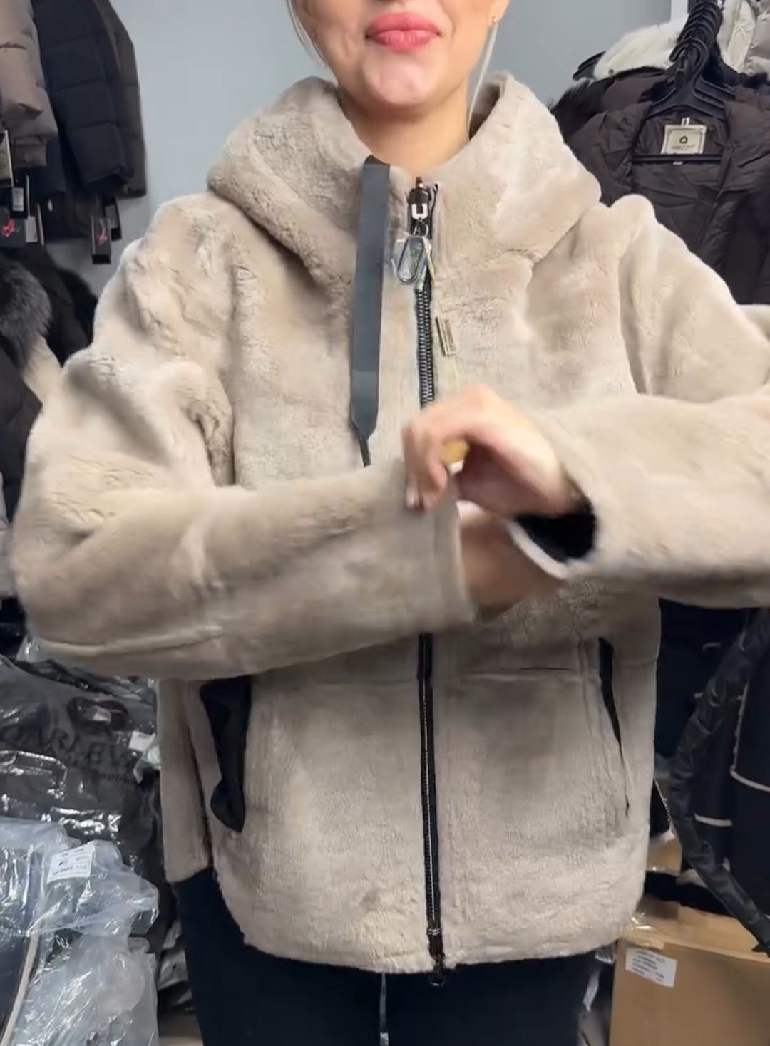 Two - Way Reversible Faux Shearling Hooded Jacket