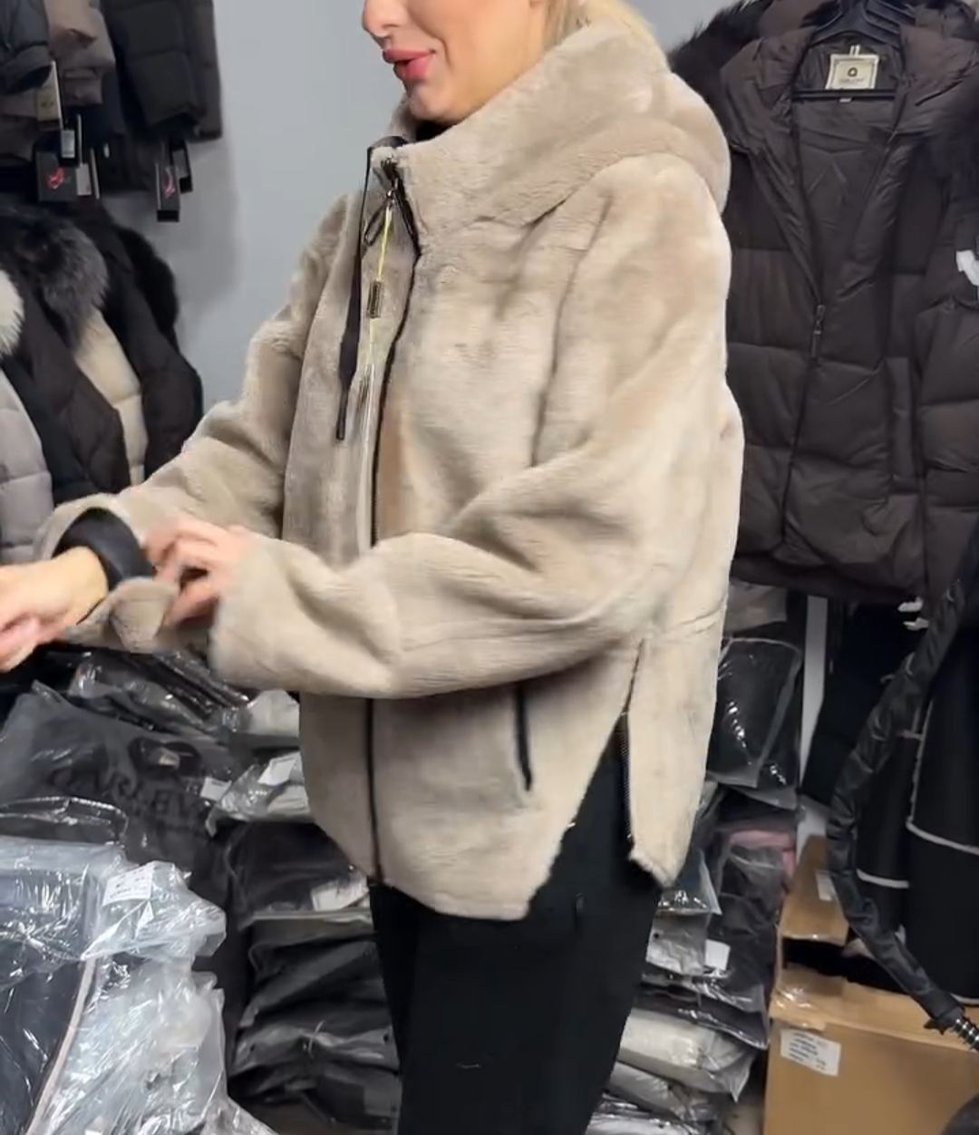 Two - Way Reversible Faux Shearling Hooded Jacket