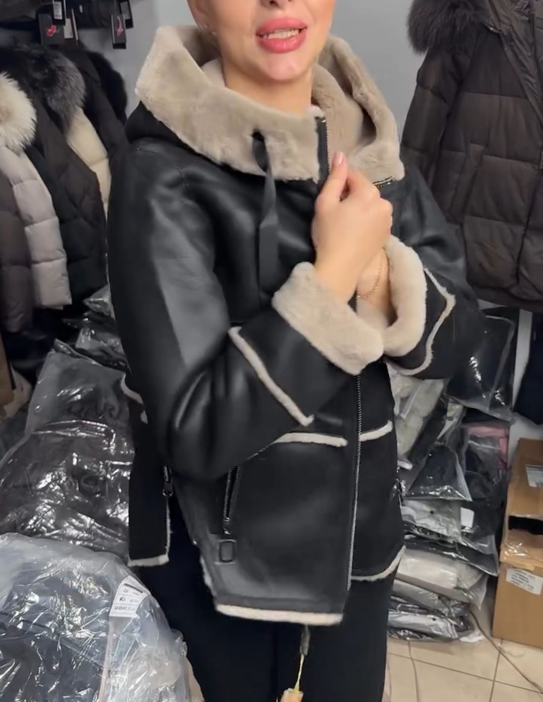 Two - Way Reversible Faux Shearling Hooded Jacket