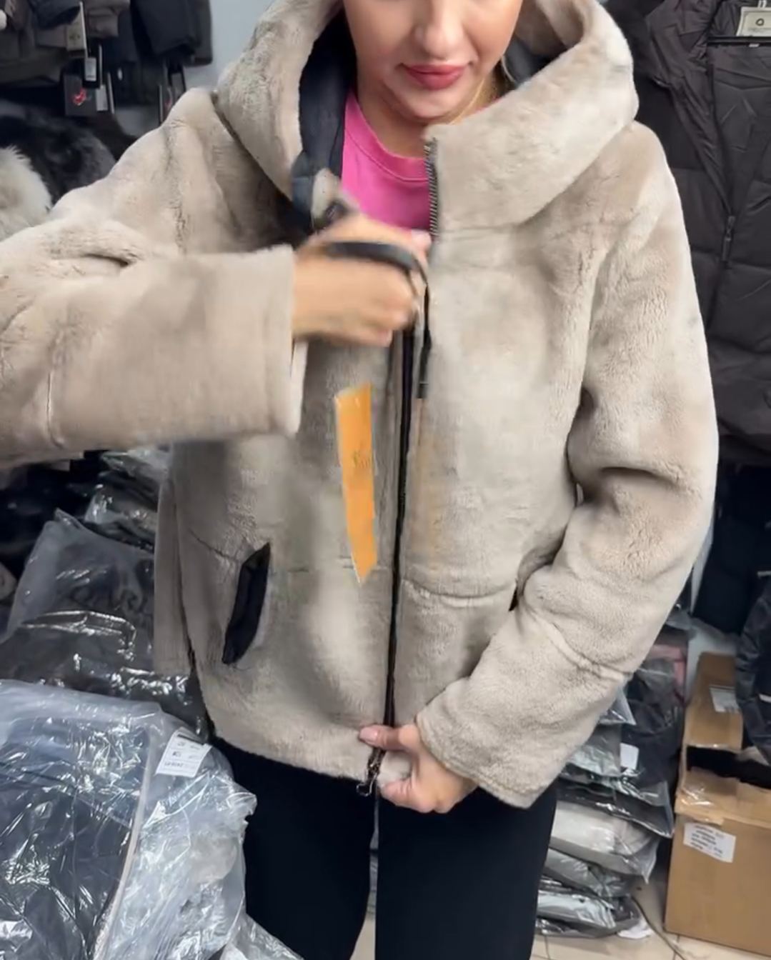 Two - Way Reversible Faux Shearling Hooded Jacket