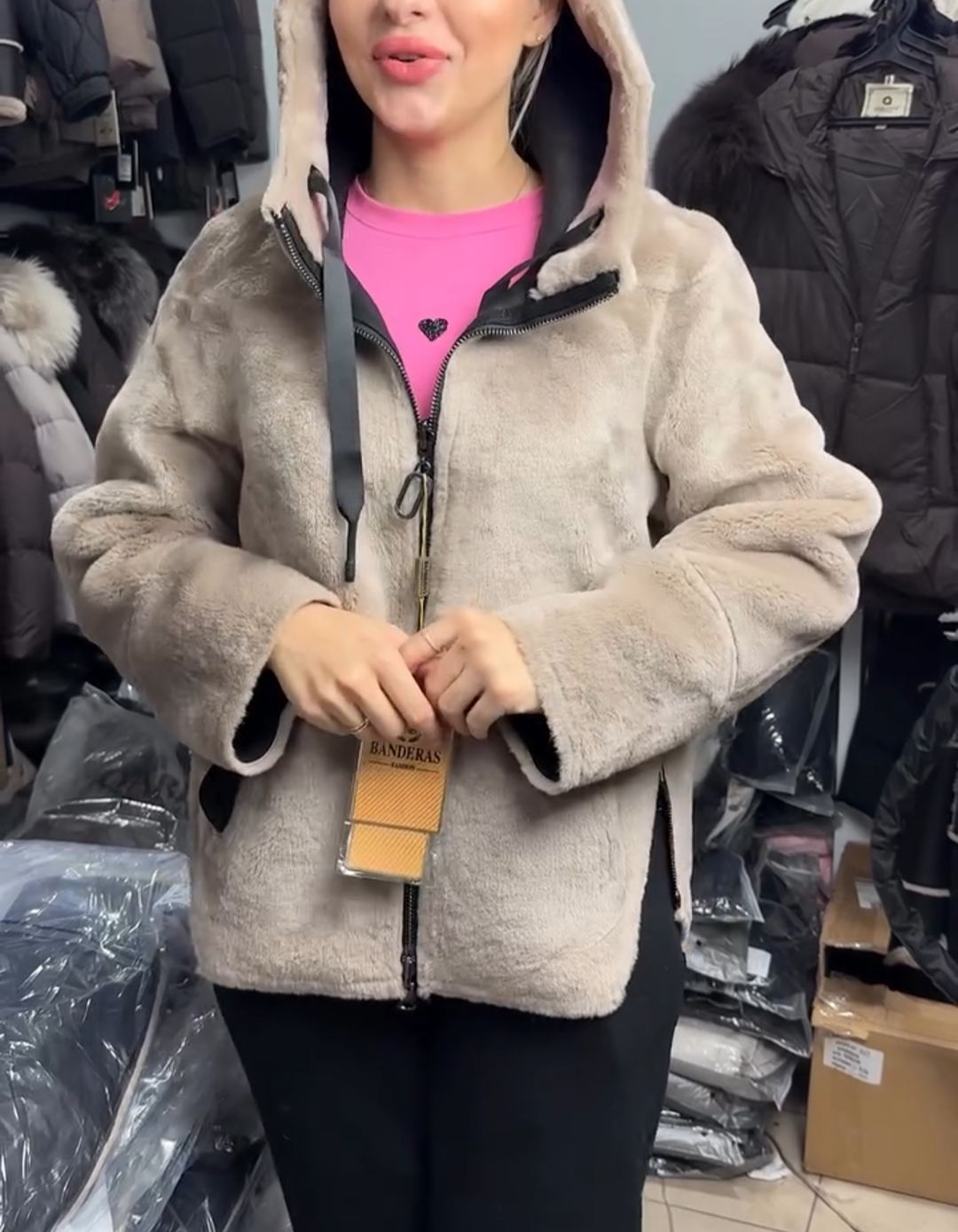 Two - Way Reversible Faux Shearling Hooded Jacket