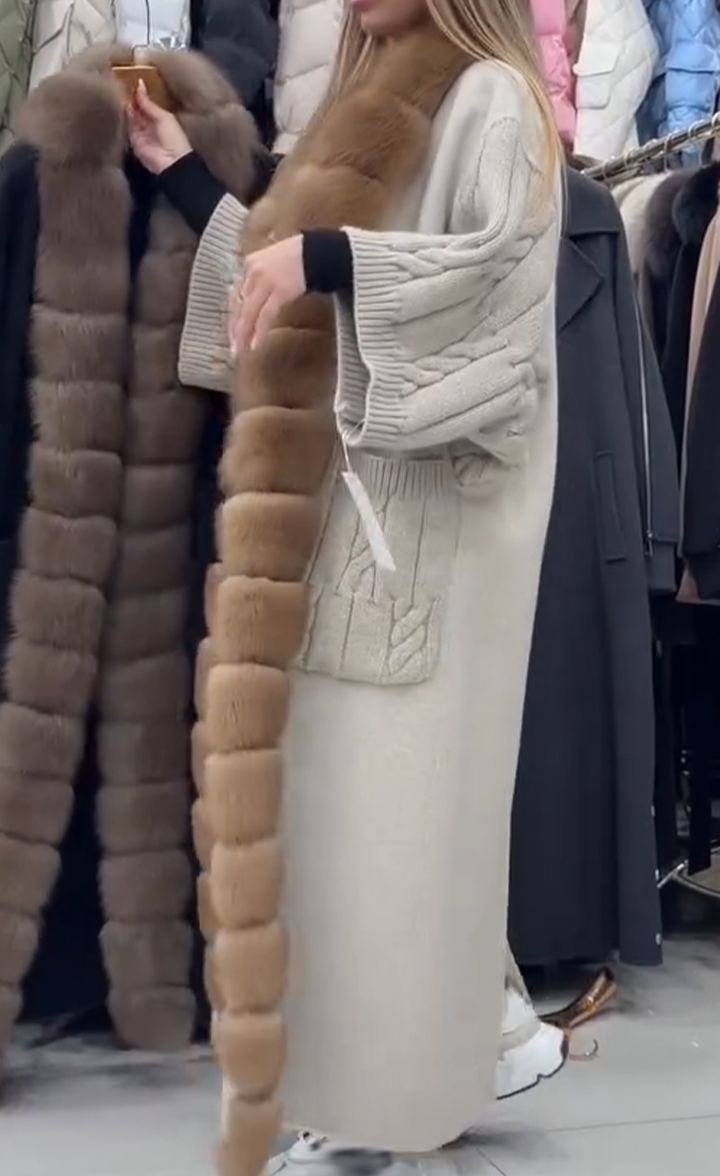 Women Spliced ​​plush Knitted Cable-knitted Elegant Casual Coat