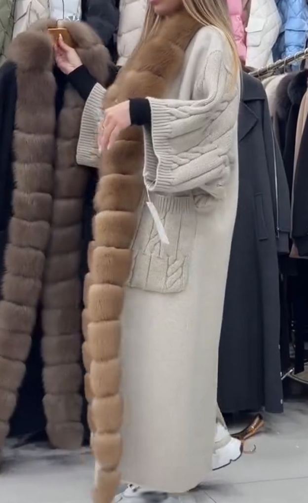 Women Spliced ​​plush Knitted Cable-knitted Elegant Casual Coat