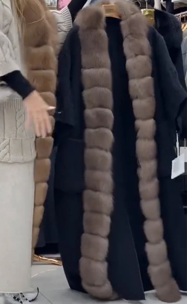 Women Spliced ​​plush Knitted Cable-knitted Elegant Casual Coat