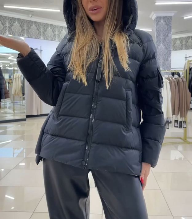 Minimalist Functional Black Down Jacket