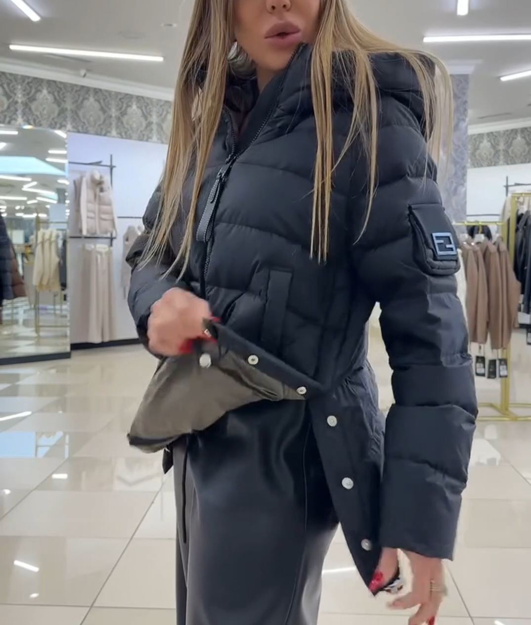 Minimalist Functional Black Down Jacket