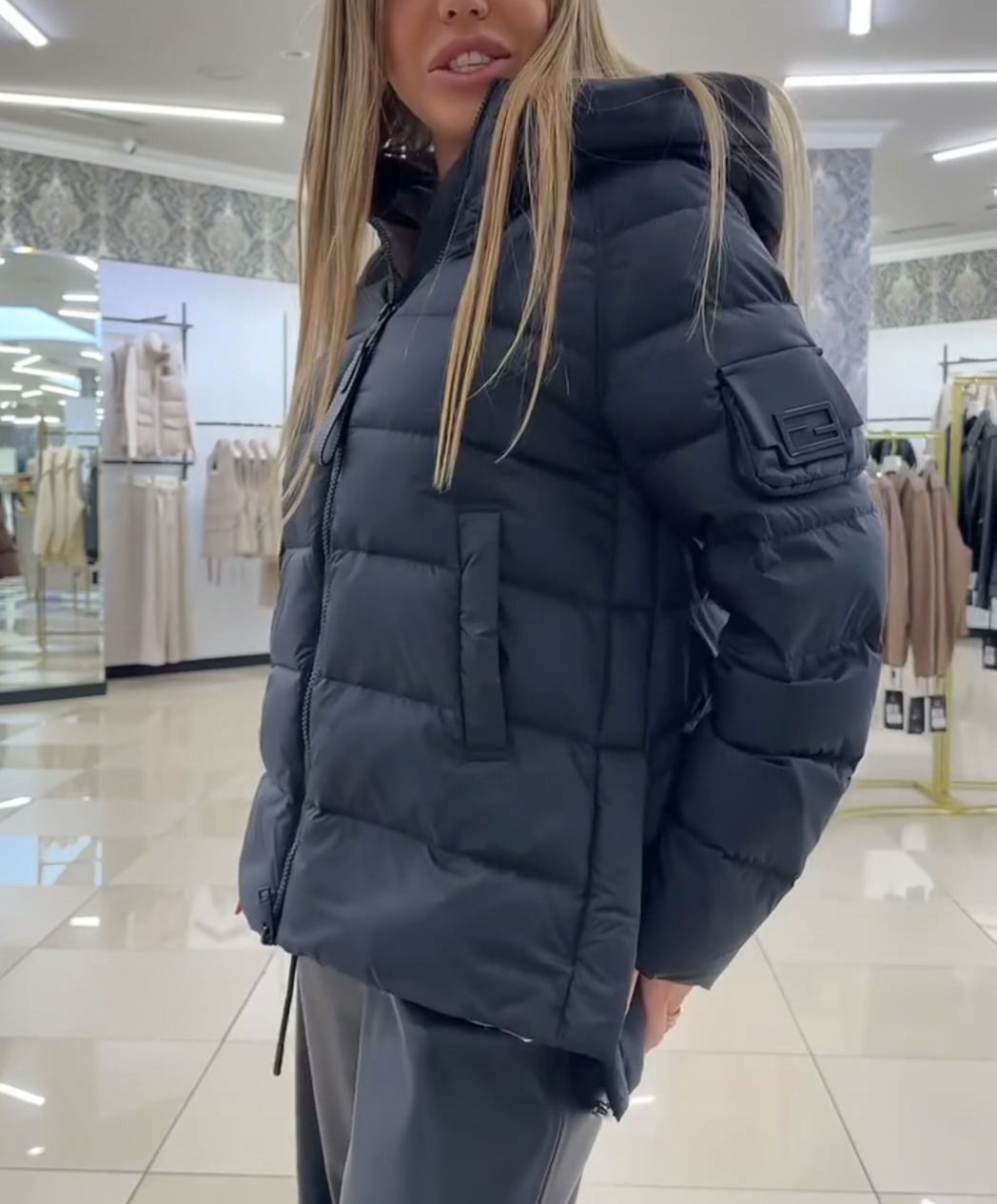 Minimalist Functional Black Down Jacket